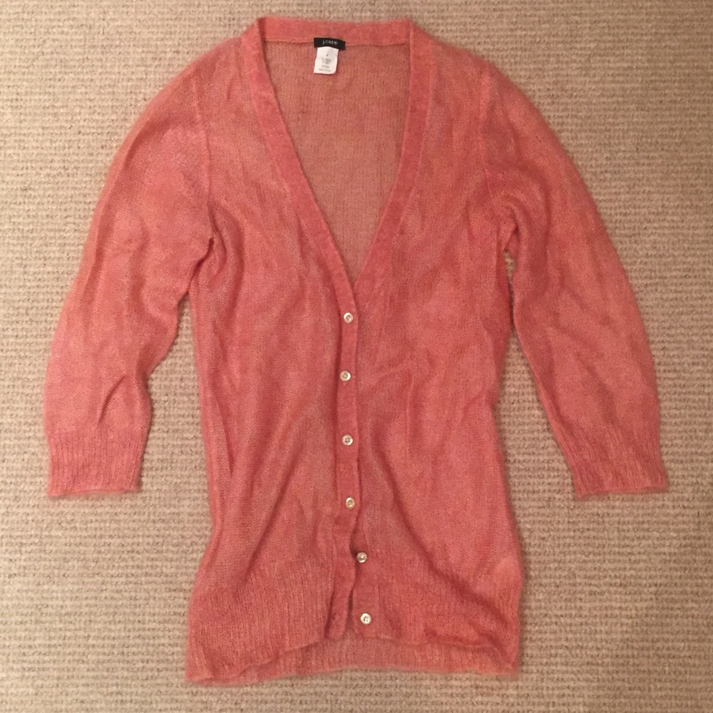 J. Crew long V neck light pink/salmon cardigan